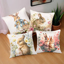 Easter Floral Bunny Print Pillowcase Nordic Home Decor Pillowcase Holiday Bedroom Living Room Decoration Polyester Cushion Cover