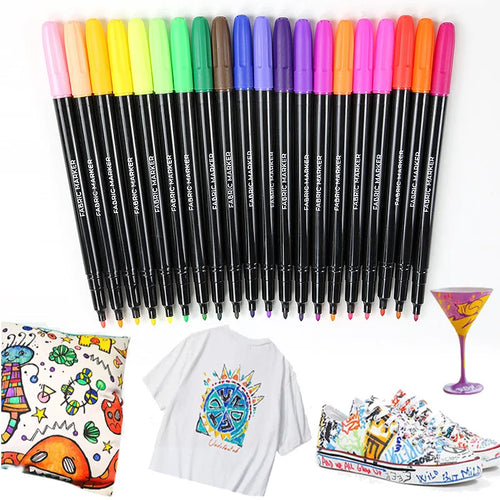Permanent Fabric Markers,12/24 Pack,Fabric Paint Markers, Assorted Colors, Marker for Clothes, Markers for T Shirts, Fabric Pen