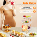 3-Tier Fruit Plate,Snack Dessert Cake Tray Plate Rack for Party Wedding,Fruit Bowl W/ Bamboo Wood Stand,Candy Dish Cake Stand