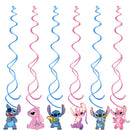 6pcs/lot Lilo Stitch Angel Theme Kids Girls Favors Swirls Happy Birthday Events Party Decorations Ceiling Hanging Spirals
