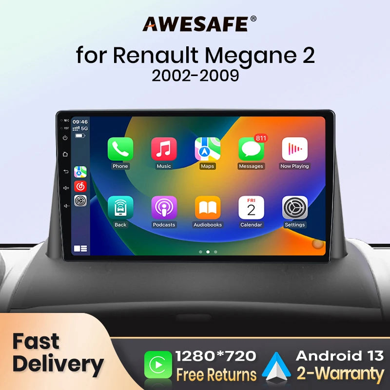 AWESAFE PX9 Car Radio Autoradio for  Renault Megane 2 2002 - 2009  Wireless Carplay Screen Android Auto Stereo GPS Navi FM RDS