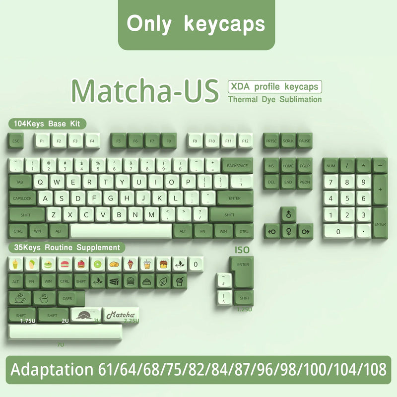 AZERTY Mechanical Keyboard Keycaps Matcha QWERTZ Keycap XDA Profile ISO PBT Keycaps Spanish French German Nordic Keycap