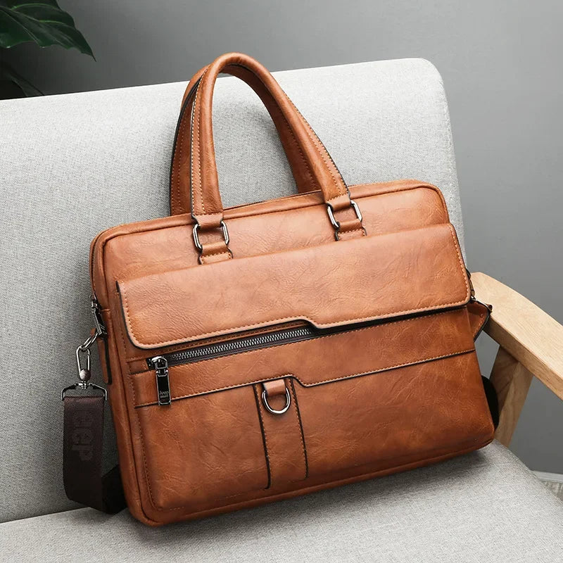 2024 Laptop Bags for Men Executive Briefcase Ma Suitcase Bag Men Leather Business Tote Bag Men's Handbag Luxury Brand Side