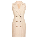 Spring And Autumn New High-quality Jacquard Denim Temperament Commuter Suit Collar Women's Vest Dress