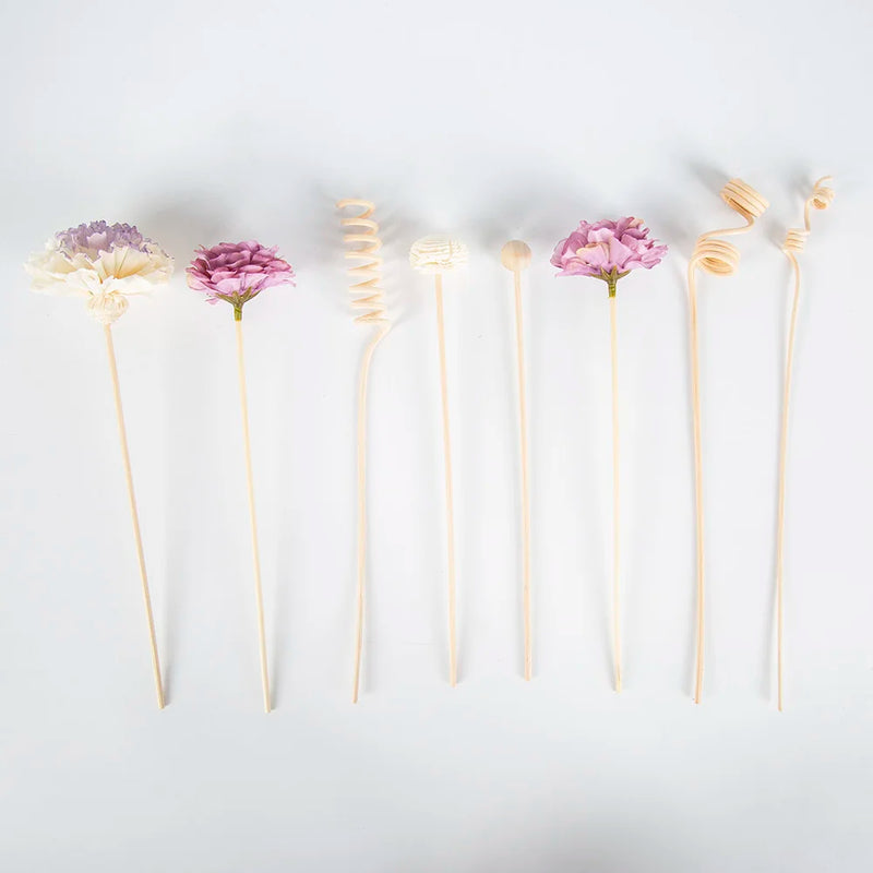 8PC Purple Multi Petal Floral Diffuser Refill Stick Aroma Artificial Plant Live Room Home Decor Diy Rattan Reed Fragrance Flower