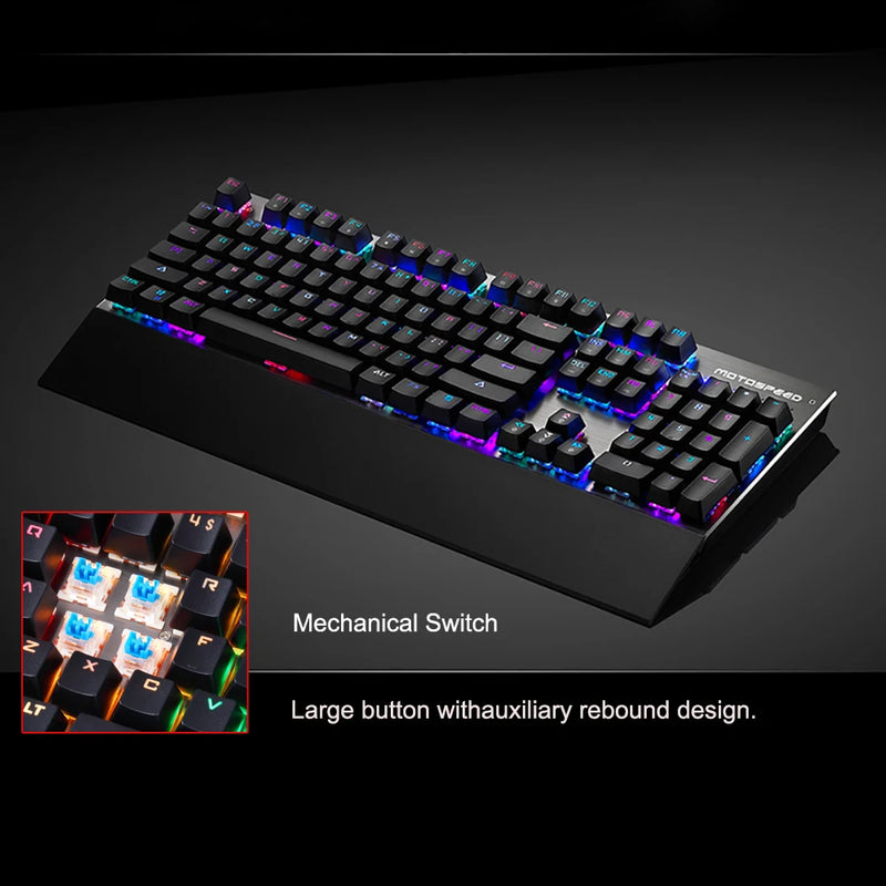 Motospeed CK108 Mechanical Keyboard 104 Keys Wired RGB Backlit Computer Desktop Office Gaming Keyboard For PC Laptop