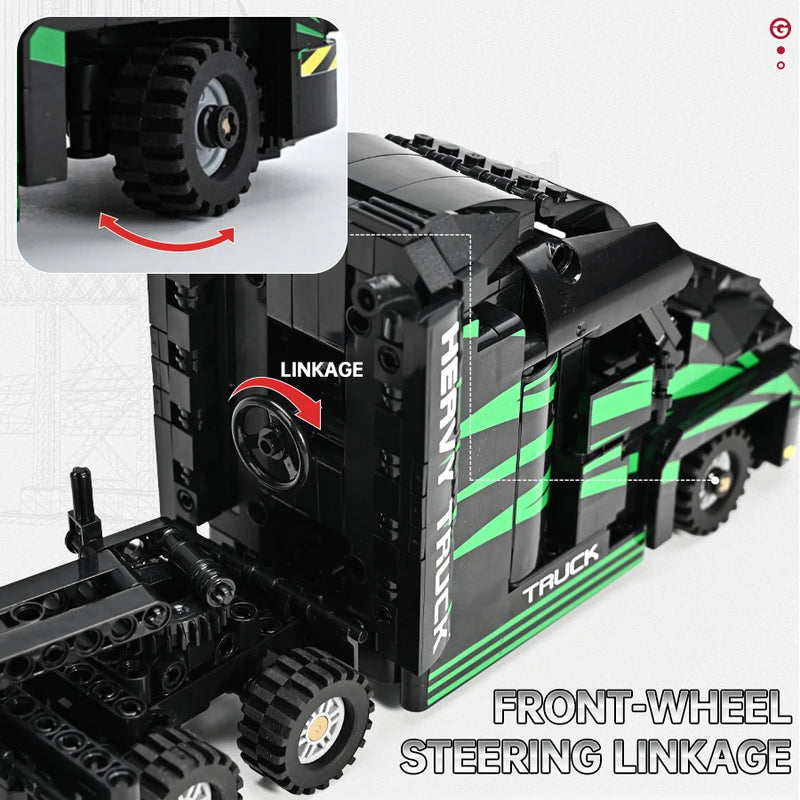 1202Pcs Technical City Engineering Truck Building Blocks Markesd Container Vehicle Model MOC  Assembly Bricks Gift Kids Toy