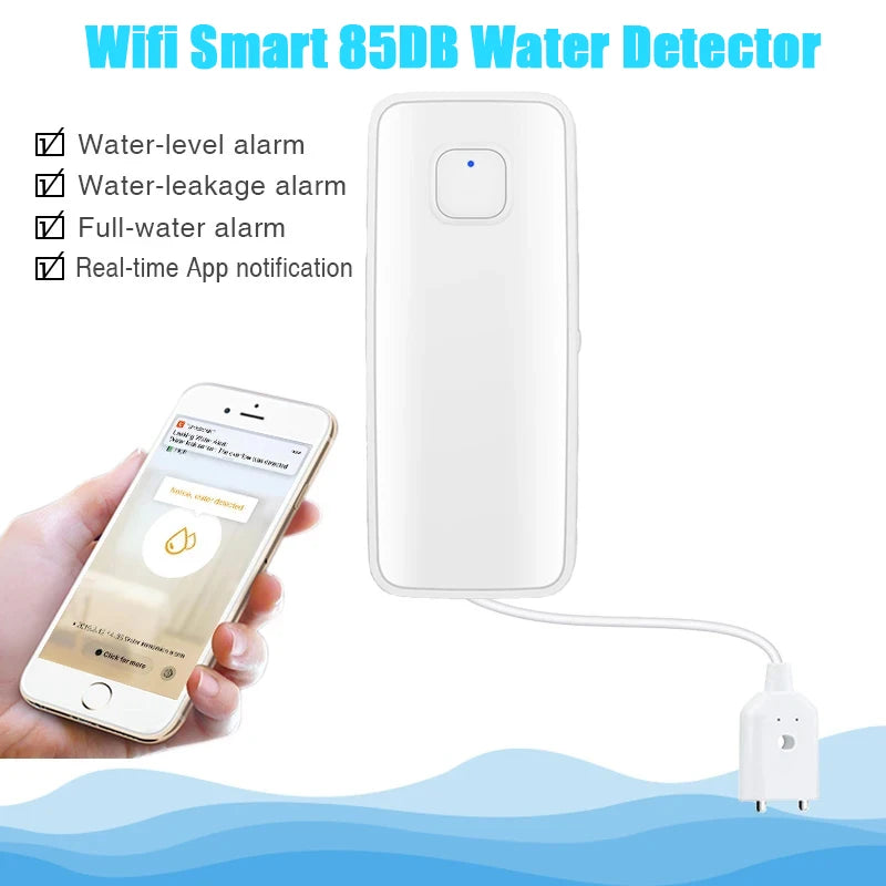 Tuya WiFi Water Level Sensor Leak Alarm Detector Smart Life Security Sound Alarm Overflow Flood Leakage Sensor Remote Monitor