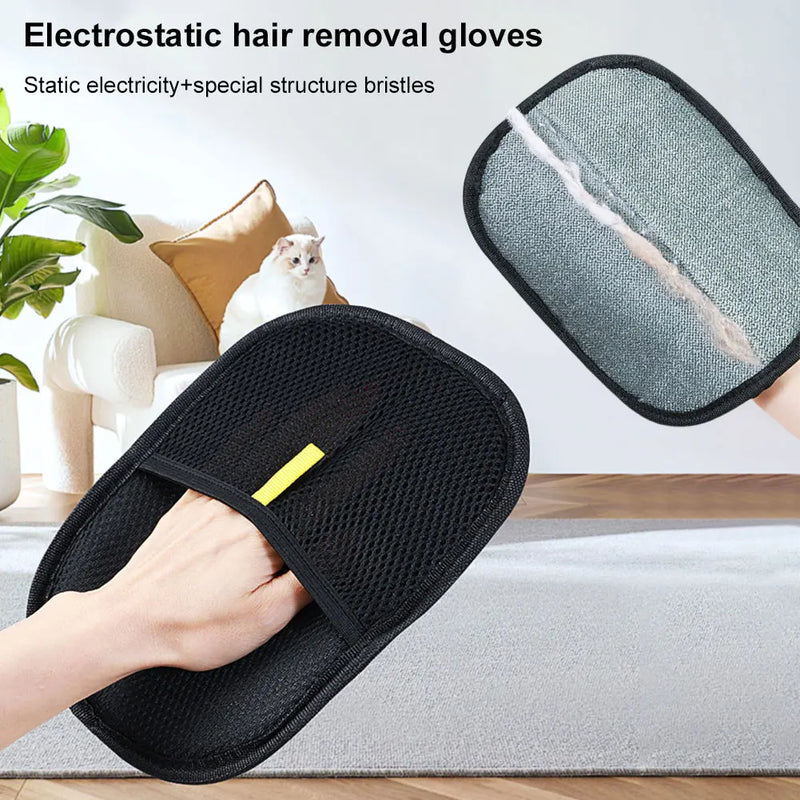 Pet Hair Remover Mitt Pet Grooming Gloves Hair Remover Brush for Dog Cat Rabbit with Long/Short/Curly Hair