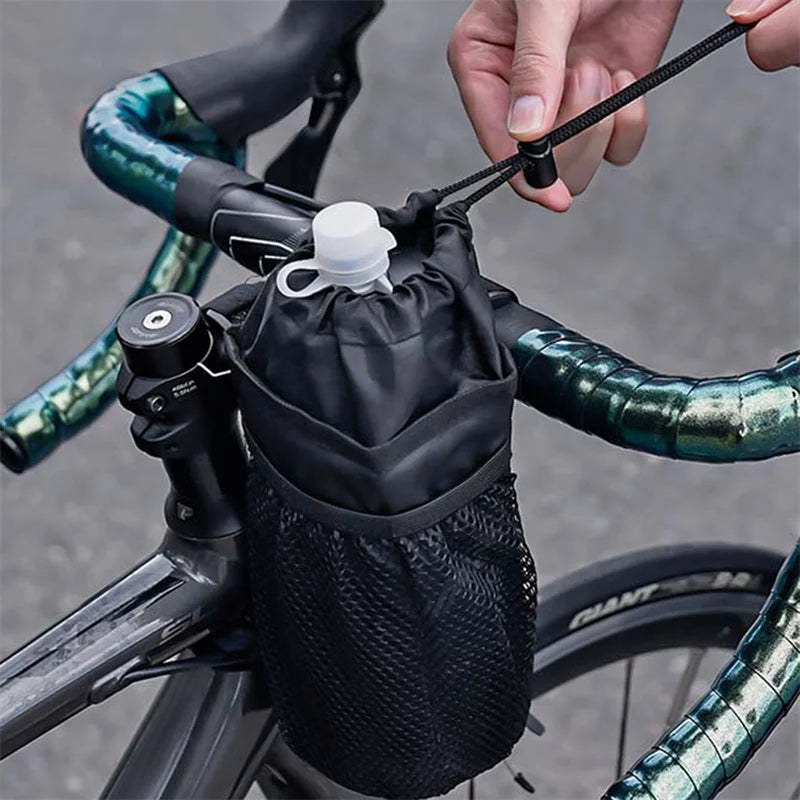 Bicycle Bag Bike Bottle Holder Handlebar Stem Thermal Bag with Mesh Pocket Coffee Cup Holders Bicycle Handlebar Bag Accessories