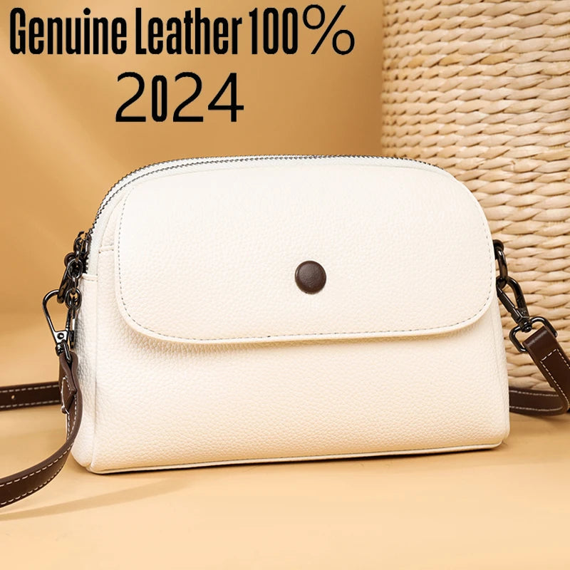 2024 High Quality Leather Women's Shoulder Bag Famous Brand Designer Female Crossbody Bags Trendy Casual Girl Handbag Wallet Sac