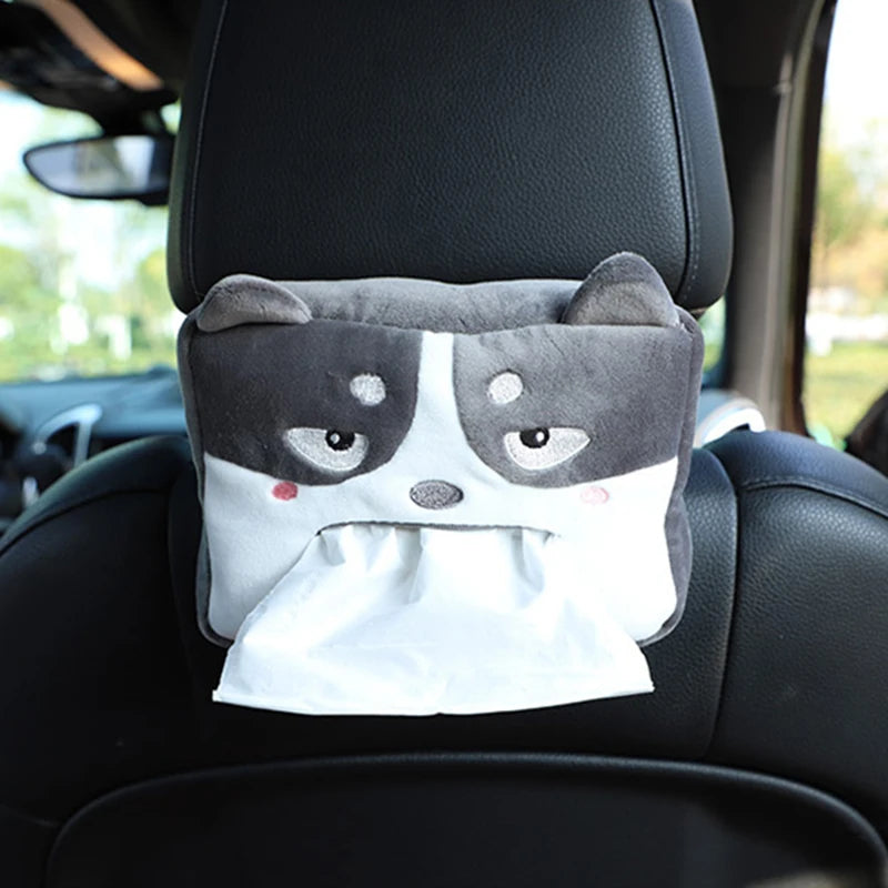 Cartoon Tissue Box Holder Cute Short Plush Tissue Boxes Bracket Auto Armrest Box Car Seat Back Car Decorations Car Tissue Holder