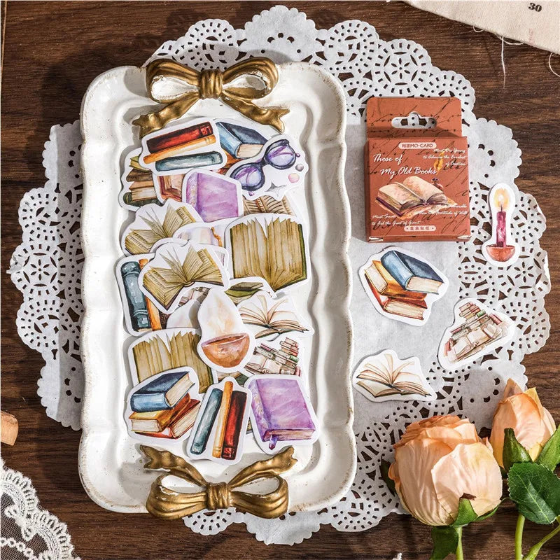 46Pcs Private Book Collection Boxed Stickers Decorative Scrapbooking Retro Label Diary Stationery Album Phone Journal Planner