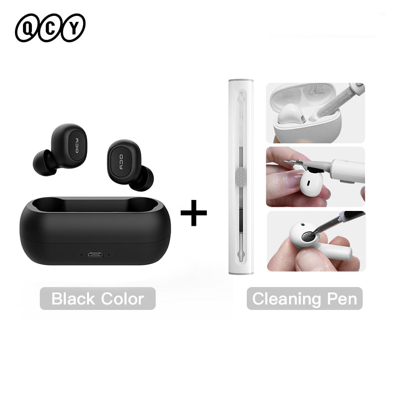QCY T1C Bluetooth 5.0 Earphones Wireless 3D Stereo TWS Headphones with Dual Microphones Headset HD Call Earbuds Customizing APP