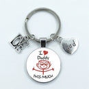 I Love Dad Keychain My Dad Is A Super Hero Pendant Glass Dome Cabochon Key Ring Father's Day Best Gift