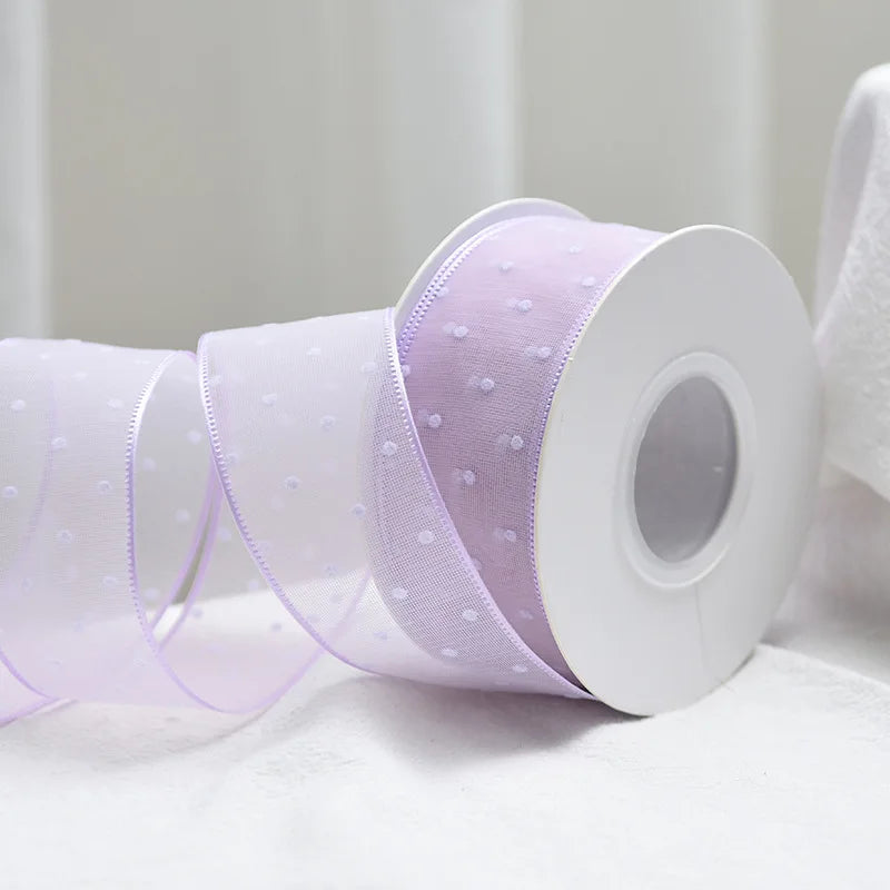 10Yards 4CM Polka Dots Organza Gauze Packaging Ribbon Tape Flower Gift Box Wrap Bow DIY Wedding Christmas Party Decoration