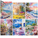 Huacan New Arrivals 2025 Diamond Painting Kit Landscape Diamond Embroidery Boat Seaside Rose Full Handmade Gift