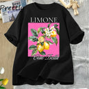 Watercolor Lemons T-Shirt Limone Lemon Blossoms T Shirt Trendy Citrus Fruit Tee Cute Summer Cotton Short Sleeve Graphic T Shirts
