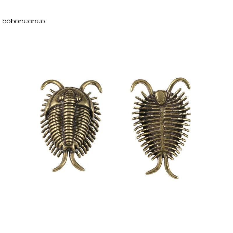 Brass Ancient insect Cambrian trilobite Small Statue Office Desktop Ornaments Tea Pets Crafts Animal Figurines Miniatures Toy