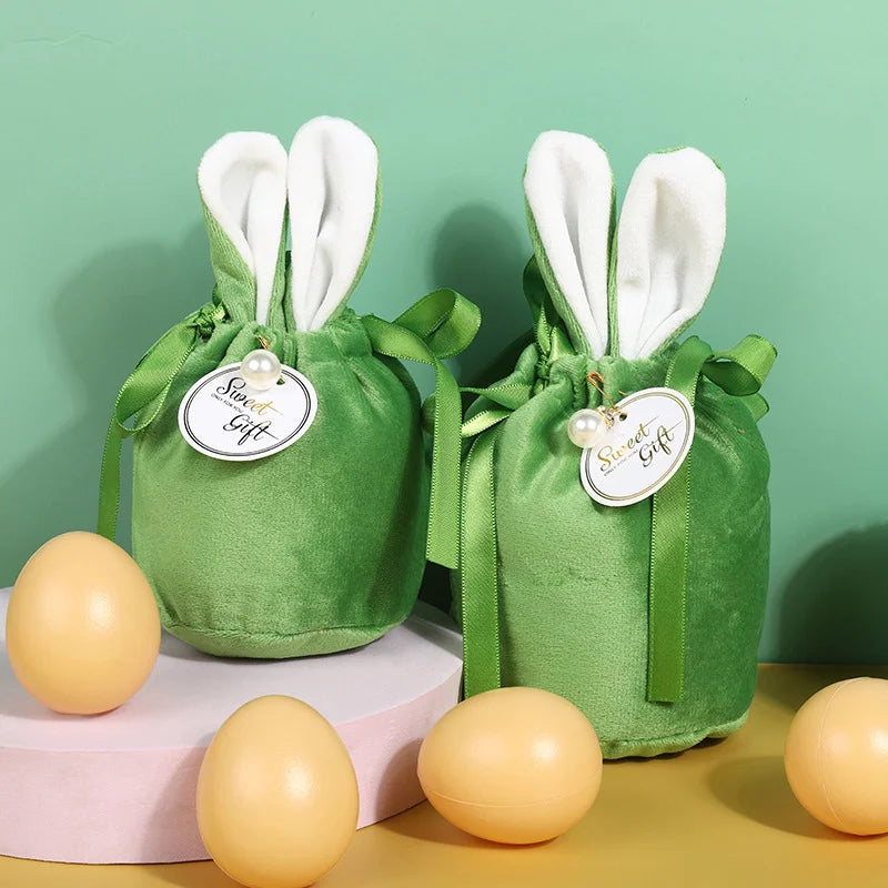 1pc Velvet Easter Bags Cute Bunny Gift Packing Bags Dropshipping Rabbit Chocolate Candy Wedding Birthday Party Decoration 2025