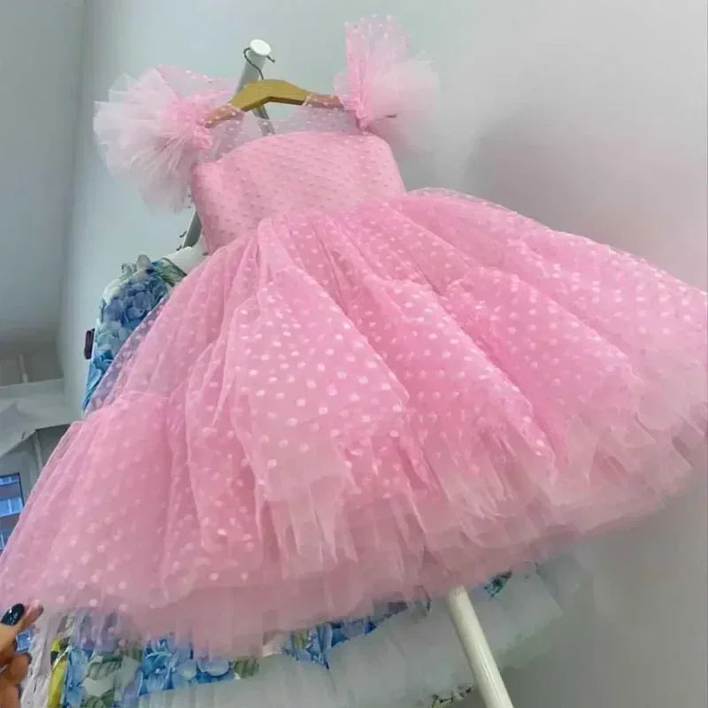 Summer Girls' Dress Princess Birthday Party Ceremony Dress Lace Thin Kids Evening Ball Gown Elegant Party Dress for Girls 4-10Y