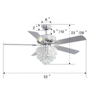 52 Zoll Kronleuchter-Deckenventilatorleuchte mit 5 Flügeln und Fernbedienung