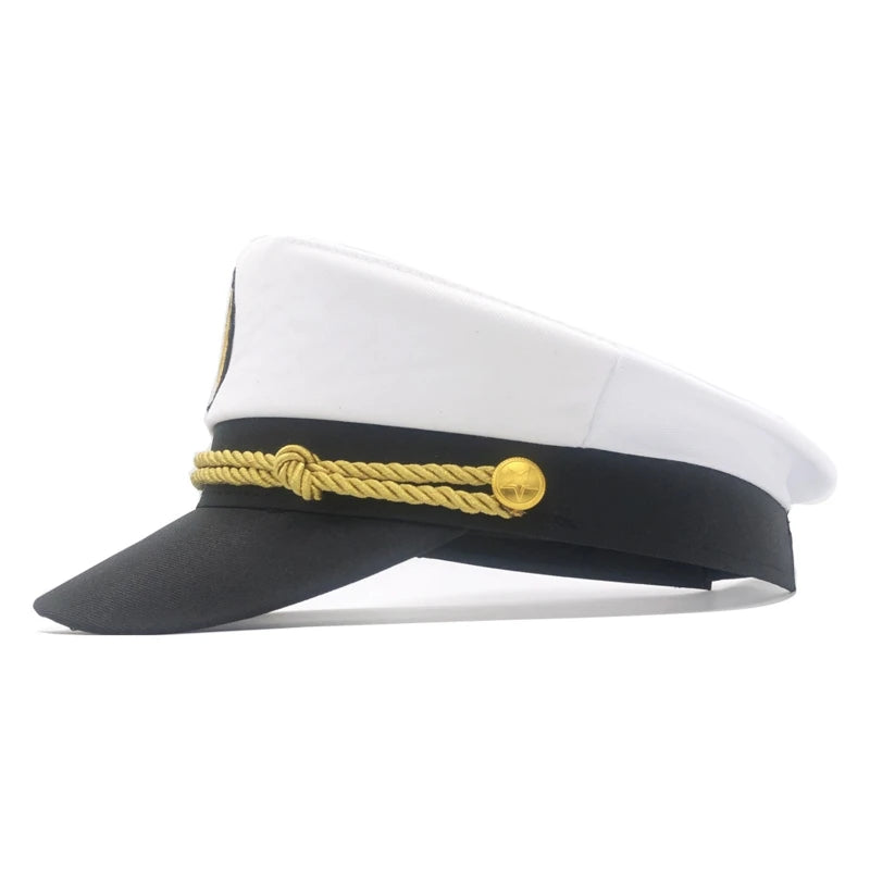 Yacht Captain Hat Navy Marine Hat Adjustable Sailor Captain Costume Men Boat Navy Hat for Adult Kid Men Women