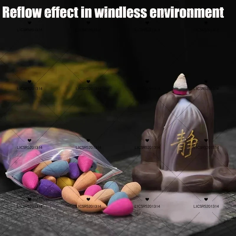 Backflow Incense Cones Pack of 30/60/100 Pcs Favors Cone Incense Forest Indian Lemon Lavender Natural Incense for Burner