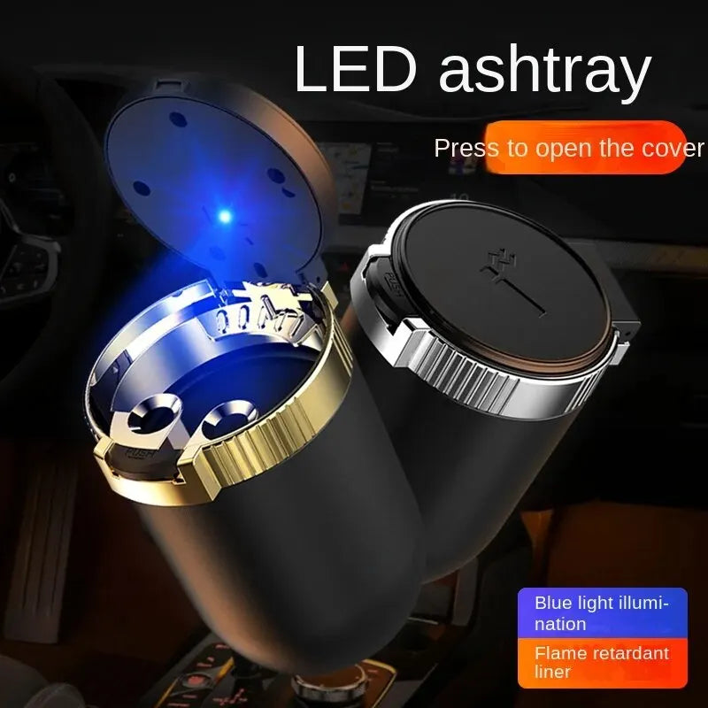 Car Ashtray Creative Personality Car Ashtray with Lid LED Light Dual Use in Car and Home Ashtray