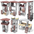 Military MOC Sentry Building Block Soldier Sandbag Fence Cannon Shell Barbed Wire Weapon Rack Training Field Watchtower Toy K018