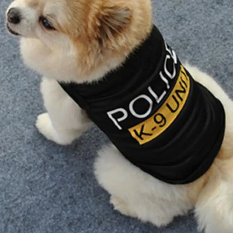 Polices Suit Cosplay Dog Clothes Black Elastic Vest Puppy T-Shirt Coat Accessories Apparel Costumes Pet Clothes For Dogs Cats