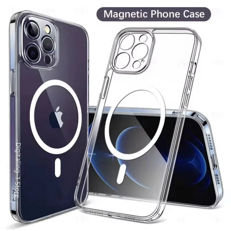 Original For Magsafe Magnetic Wireless Charging Case For iPhone 14 13 12 11 Pro Max Mini X Xs XR 7 8 Plus SE 2020 Acrylic Cover