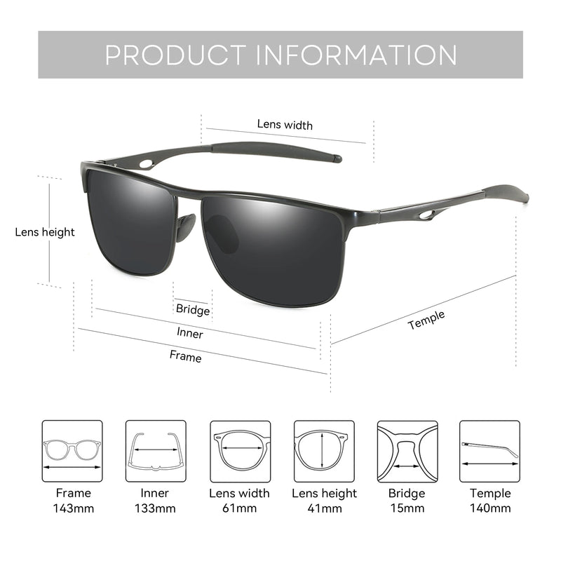 ZENOTTIC Metal Men Sunglasses Polarized UV400 Protection for Driving Fishing Hiking Golf Everyday Use