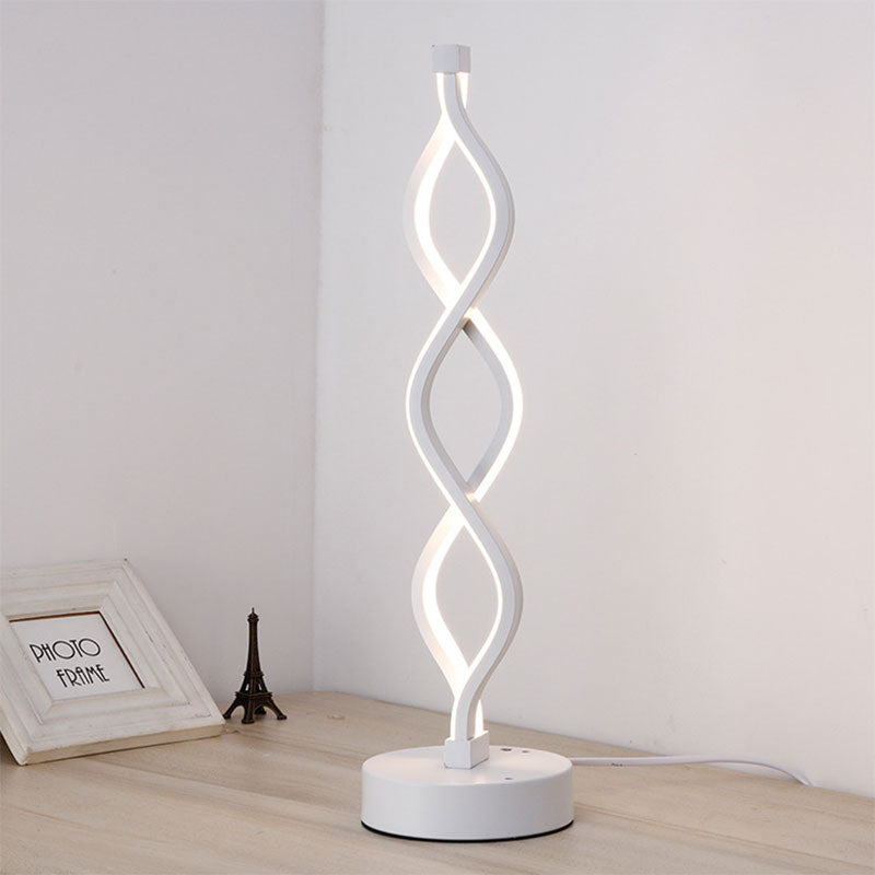 Simple Line Style LED Light Bar Table Lamp Reading Lighting Bedroom Decorative Arc Table Lamp Spiral Aluminum Art Table Lamp