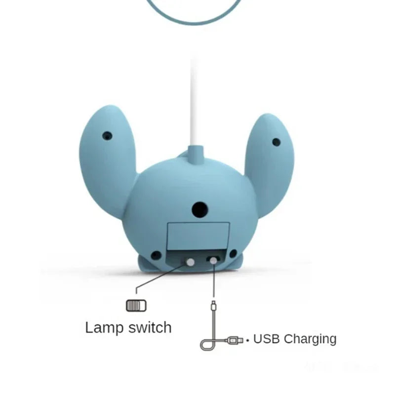 Led Lilo & Stitch Desk Lamp Fan With Pencil Sharpener Foldable Light Cute Desk Night Light Usb Recharge Light Gift