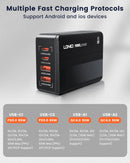 LDNIO 65W USB C Charger with LED Display Super Fast Charger with Dual USB C Dual USB A, PPS USB C Charging Station A4808Q