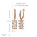 Kinel Einzigartige natürliche Zirkon lange quadratische Ohrhänger für Damen, Luxus 585 Roségold Farbe Accessoires Täglicher feiner Schmuck