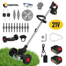 Conentool 24V Akku Rasentrimmer - Rasenmäher Gartentrimmer mit 2 * 2000mAh Akkus und 15 Klingen, Grasschneider