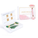 Kristallroller-Set Gesichtsmassage Natürlicher Jaderoller Gua Sha Kit Jadeschaber Rosenquarz-Stein Facelifting-Massagegerät Beauty-Tools
