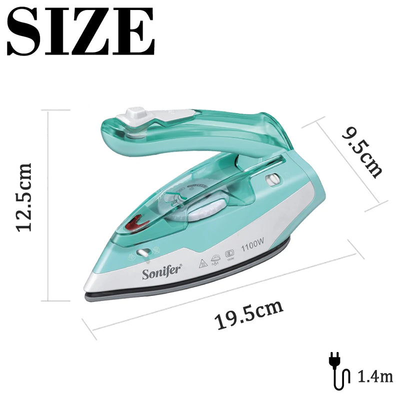 Steam Iron portable Foldable handle 1100W Household Fabric Electric Iron Ceramic soleplate Fast-Heat For Clothes Ironing Sonifer