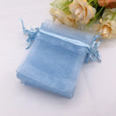 Sky Blue Gift Bag, Drawstring Organza Bag, Wedding Packaging, Jewelry Storage Bags, Mesh Sachet Pouch, 100Pcs