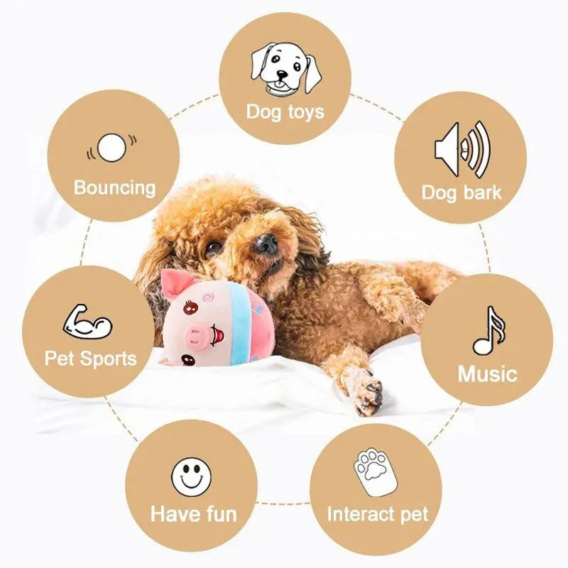 Active Moving Pet Plush Toy Music Vibration Bouncing Ball Squeaky Moving Ball for Small Medium Dogs Dropshipping