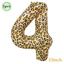 Jungle Safari Birthday 32Inch 1-9 Numbers Leopard Foil Balloon Land Animal Tiger Zebra Giraffe Disposable Tableware Party Decors