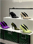2025 Women's Summer New High Heel Sandals, Pointed Sexy Party Banquet, European and American Large Hollow Sandals