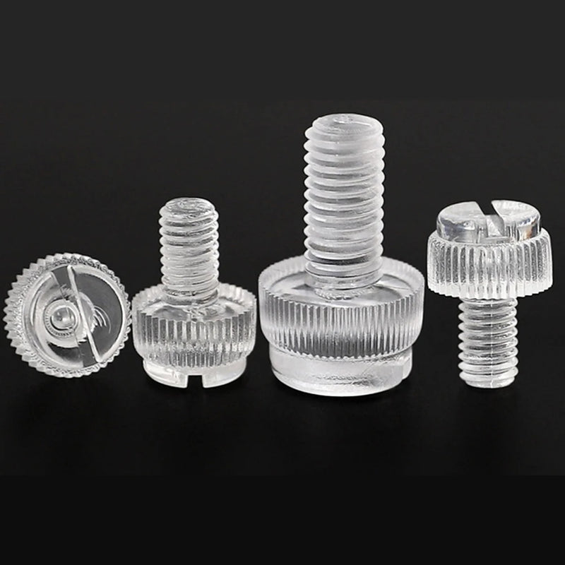 20-100pcs M3 M4 M5 M6 M8 Acrylic PC Transparent Knurled Thumb Slotted Screw PC Hand Twist Screw Computer Hand Tighten Screws