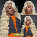 613 Blonde Body Wave 13x6 HD Transparent Lace Front Wigs 40 46 Inch 200 Density Brazilian Human Hair Pre Plucked For Black Women