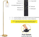 Floor Lamp Living Room, Modern Industrial Floor Lamp Bedroom Dimmable With Clear Glass Shade 800LM Remote Control & Foot Control