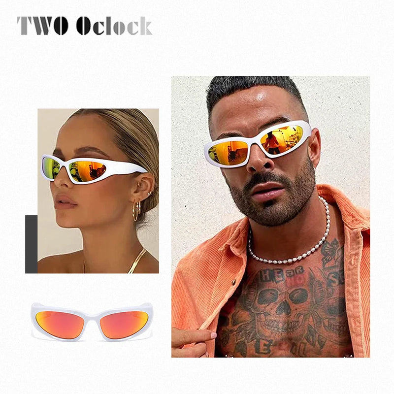Designer y2k UV400 Mirrored Sunglasses Women White Sun Glasses Men Hispter Sport Driving Cycling Ladies Shades 2023 gafas de sol
