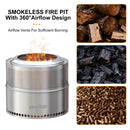 UNHO 19 Inch Smokeless Fire Pit for Outdoor Wood Burning,  Portable 304 Stainless Steel Camping Stove , Perforated  Fireplace