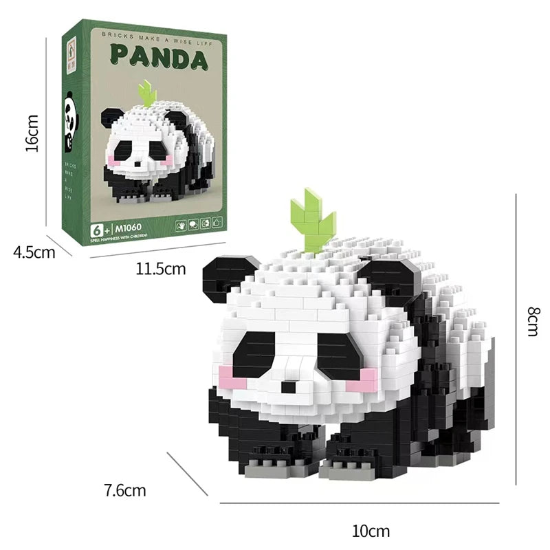 Creative Chinese Giant Panda Building Blocks Flowers Cute Puzzle Assembled Children’s Birthday Gift Casual Assembled Toy